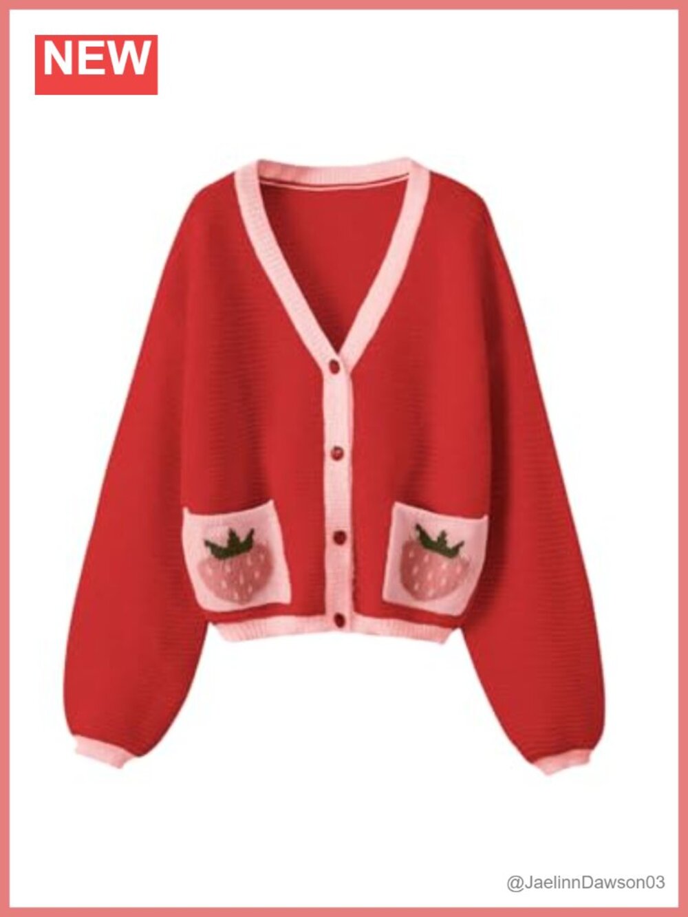 Kawaii Strawberry Crochet Open Front Cardigan